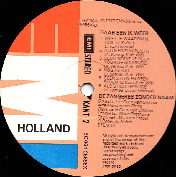 Zangeres Zonder Naam - Daar Ben Ik Weer (LP) 97-46954