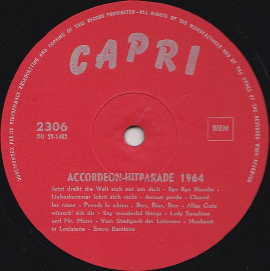 Unknown Artist - Accordeon-Hitparade (LP) Vinyl LP Vinyl Zeer Goed / Hoesje Goed "VINYLSINGLES.NL"