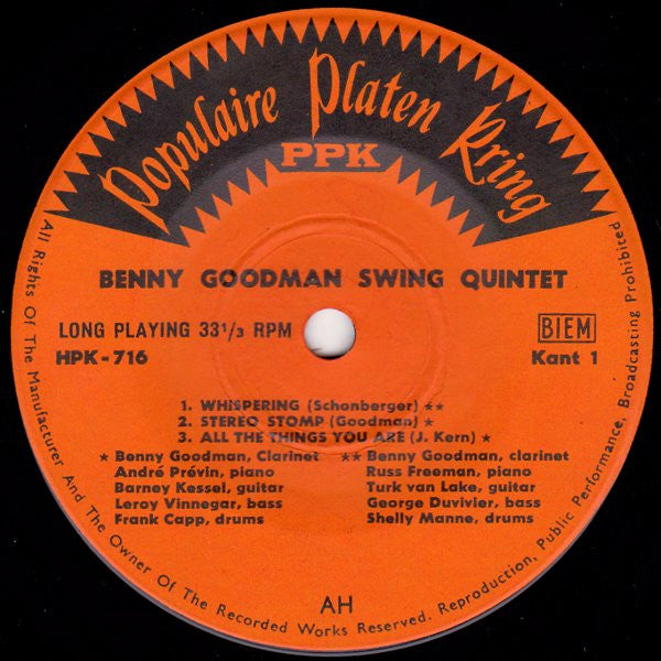 Benny Goodman - Swing International 42841 Vinyl Singles EP