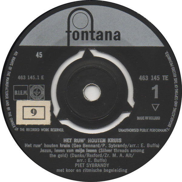 Piet Sybrandy - Het Ruw' Houten Kruis Vinyl Singles EP Vinyl Very Good (VG) <br> Hoes Good Plus (G+)