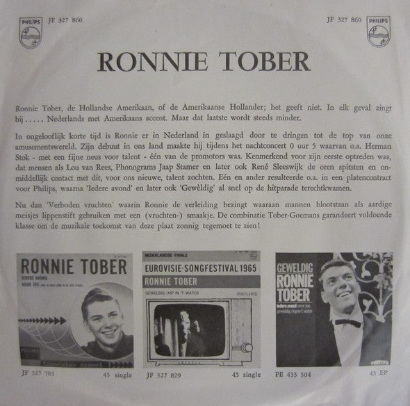 Ronnie Tober - Zonder Jou Vinyl Singles Vinyl Very Good (VG) <br> Hoes Good Plus (G+)