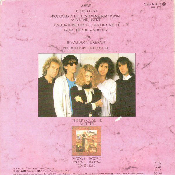 Lone Justice - I Found Love Vinyl Singles Vinyl Very Good (VG) <br> Hoes Good Plus (G+)