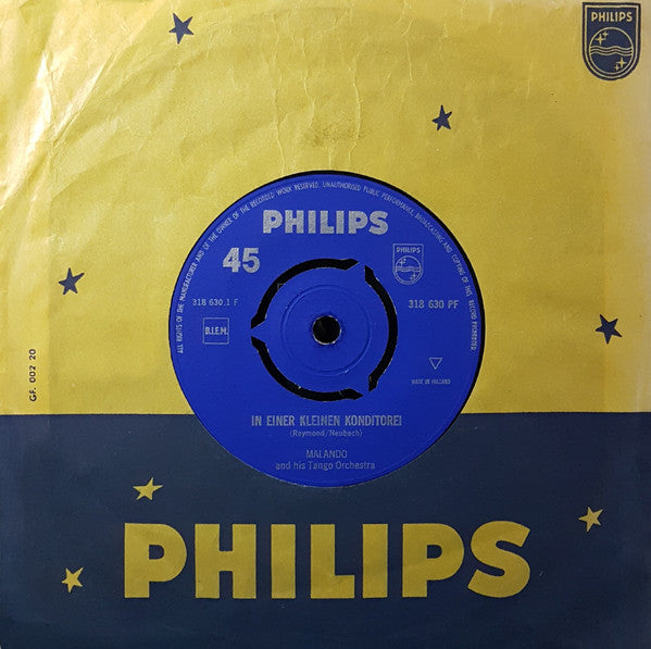 Malando And His Tango Orchestra - In Einer Kleinen Konditorei Vinyl Singles Vinyl (VG) <br> Hoes (G+)