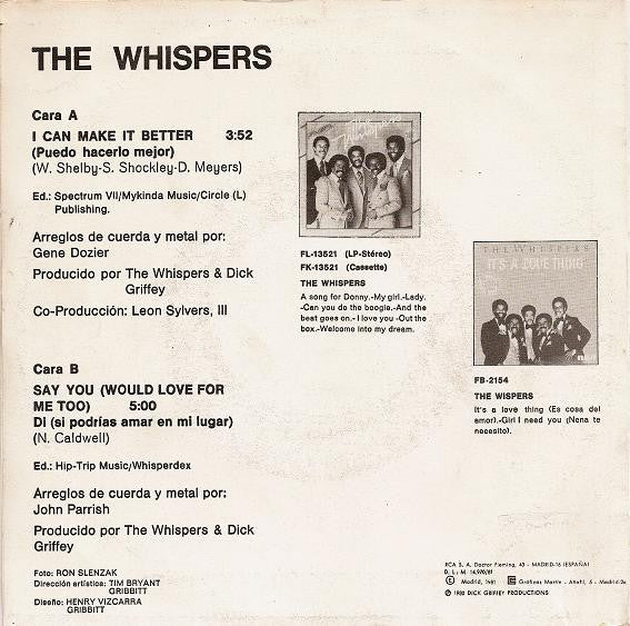 Whispers - I Can Make It Better Vinyl Singles Vinyl Very Good (VG) <br> Hoes Good Plus (G+)