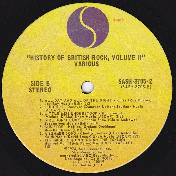 Various - History Of British Rock Vol. 2 (LP) Vinyl LP