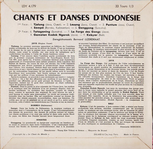 Various - Chants Et Danses D'Indonesie Vinyl Singles EP Vinyl Zeer Goed / Hoesje Goed "VINYLSINGLES.NL"