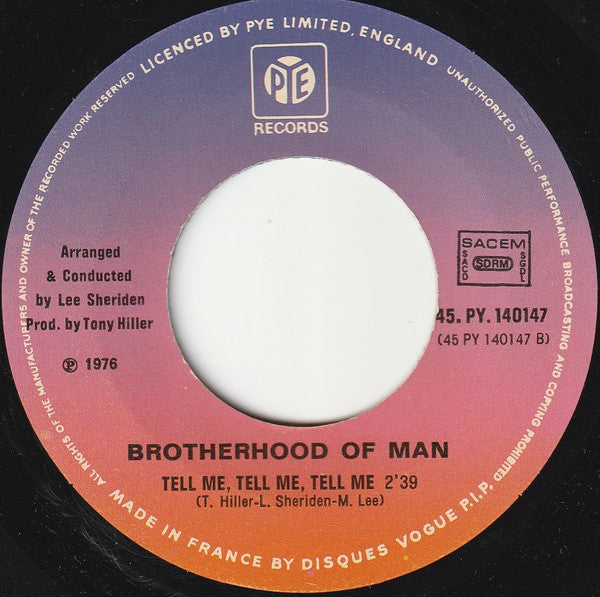 Brotherhood Of Man - New-York City Vinyl Singles Vinyl Very Good (VG) <br> Hoes Good Plus (G+)