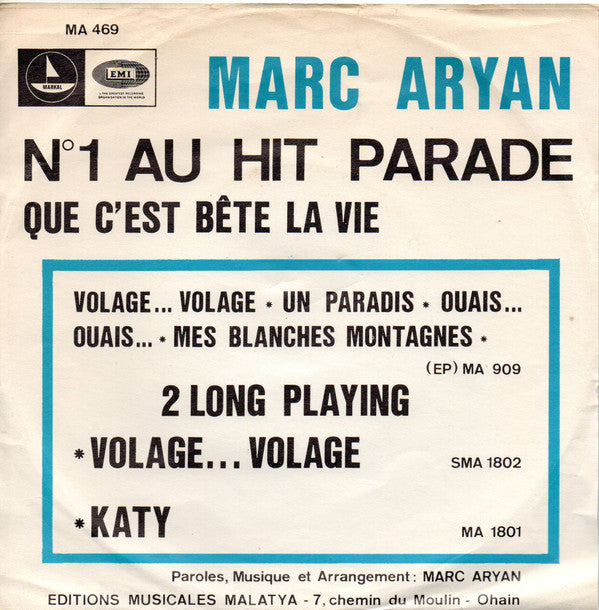 Marc Aryan - Nº* Au Hit Parade Vinyl Singles Vinyl (VG) <br> Hoes (G+)