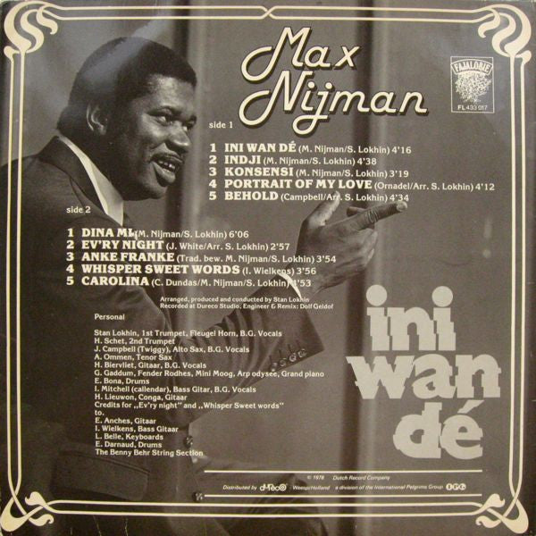 Max Nijman - Ini Wan Dé (LP) Vinyl LP Vinyl Very Good (VG) <br> Hoes Good Plus (G+)