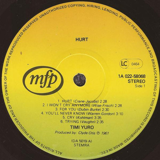 Timi Yuro - Hurt (LP)