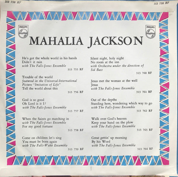 Mahalia Jackson With The Falls-Jones Ensemble - When The Saints Go Marching In Vinyl Singles Vinyl Very Good (VG) <br> Hoes Good Plus (G+)