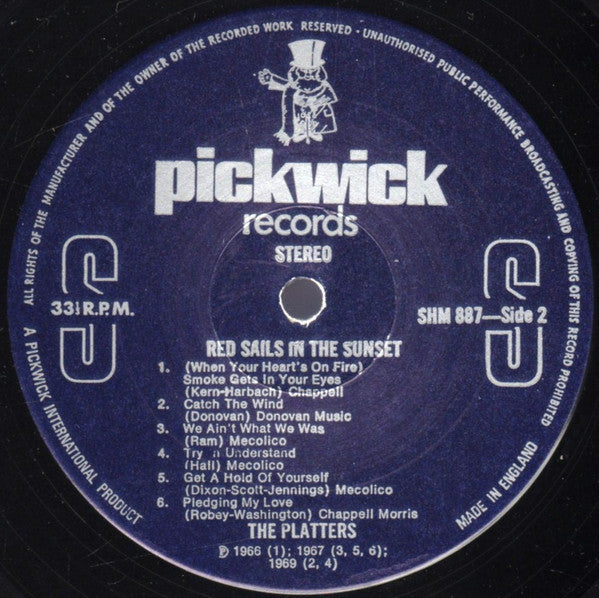 Platters - Red Sails In The Sunset (LP) Vinyl LP Vinyl Very Good (VG) <br> Hoes Good Plus (G+)