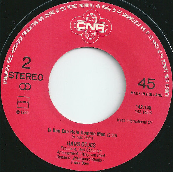 Hans Otjes - Ik Ben Toch Zo Ontzettend Moei Vinyl Singles Vinyl Very Good (VG) <br> Hoes Good Plus (G+)