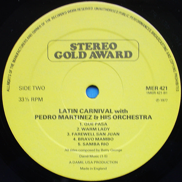 Pedro Martinez, His Orchestra And Chorus - Latin Carnival (LP) Vinyl LP