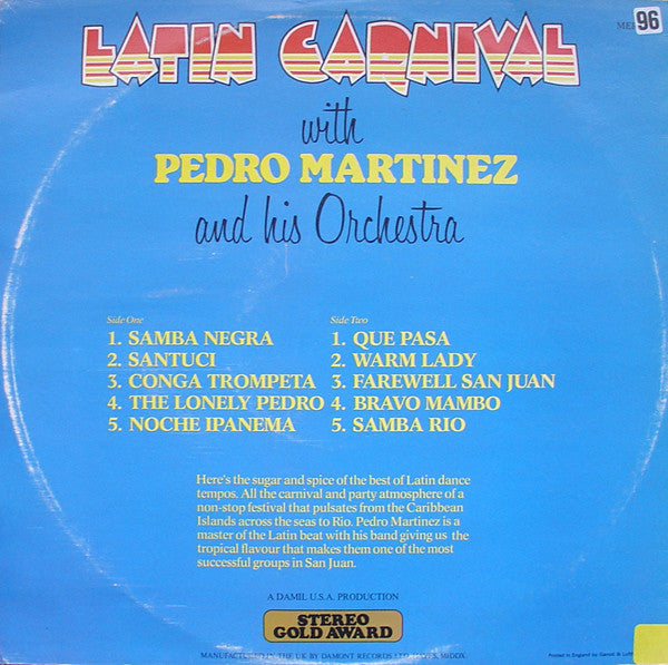 Pedro Martinez, His Orchestra And Chorus - Latin Carnival (LP) Vinyl LP Vinyl Very Good (VG) <br> Hoes Good Plus (G+)