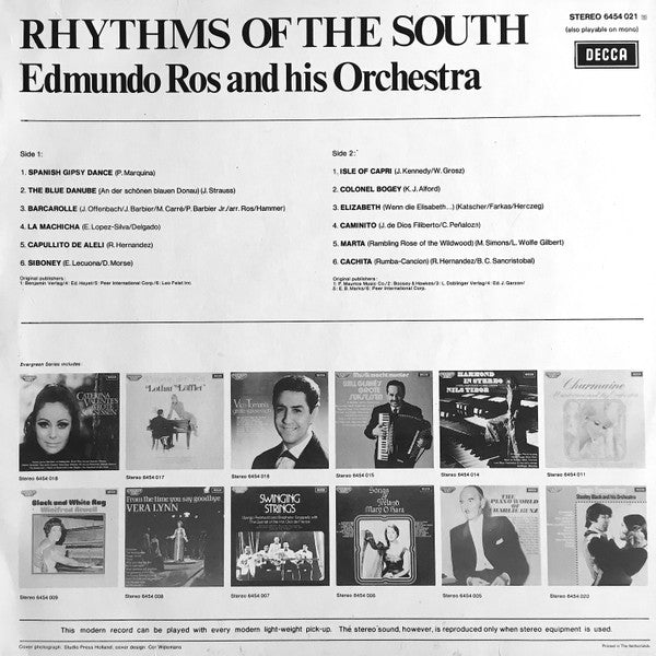 Edmundo Ros & His Orchestra - Rhythms Of The South (LP) Vinyl LP Vinyl Very Good (VG) <br> Hoes Good Plus (G+)