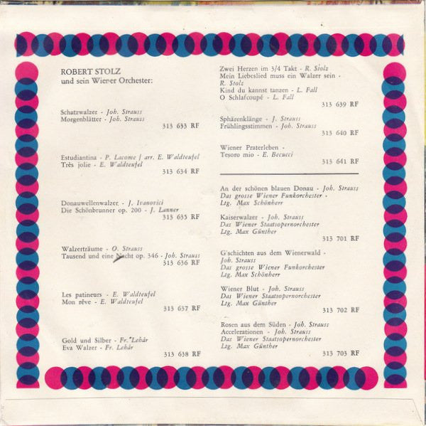 Das Große Wiener Rundfunkorchester / Orchester Der Wiener Staatsoper - G'schichten Aus Dem Wienerwald Vinyl Singles Vinyl Very Good (VG) <br> Hoes Good Plus (G+)