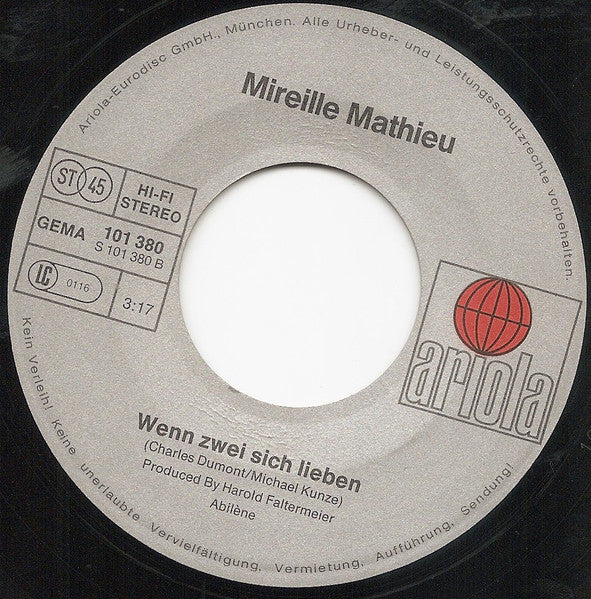 Mireille Mathieu - Tage Wie Aus Glas Vinyl Singles Vinyl (VG) <br> Hoes (G+)