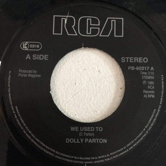 Dolly Parton - We Used To Vinyl Singles Media: VG+ / Sleeve: G+ "VINYLSINGLES.NL"
