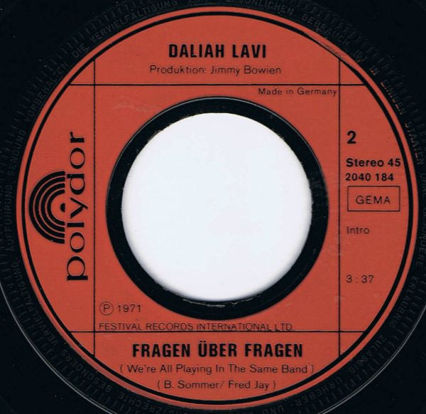 Daliah Lavi - Wie Die Schwalben Vinyl Singles Vinyl Very Good (VG) <br> Hoes Good Plus (G+)