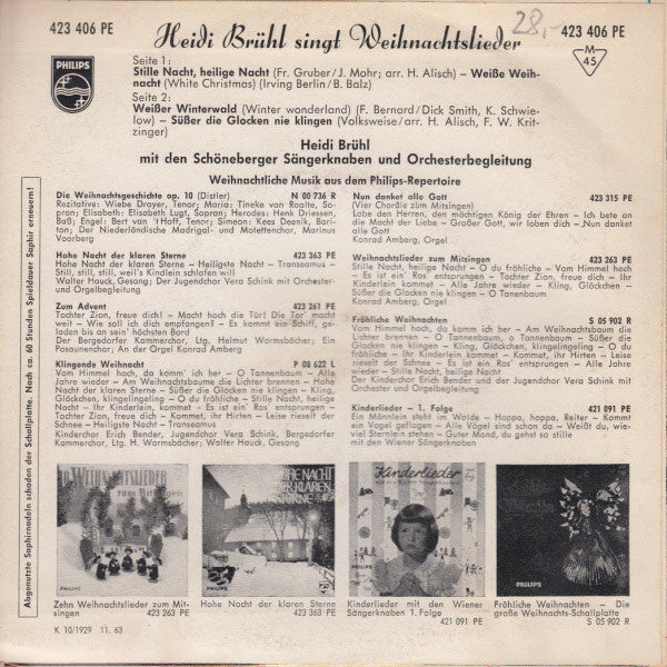 Heidi Brühl - Heidi Brühl Singt Weihnachtslieder Vinyl Singles EP Vinyl Very Good (VG) <br> Hoes Good Plus (G+)