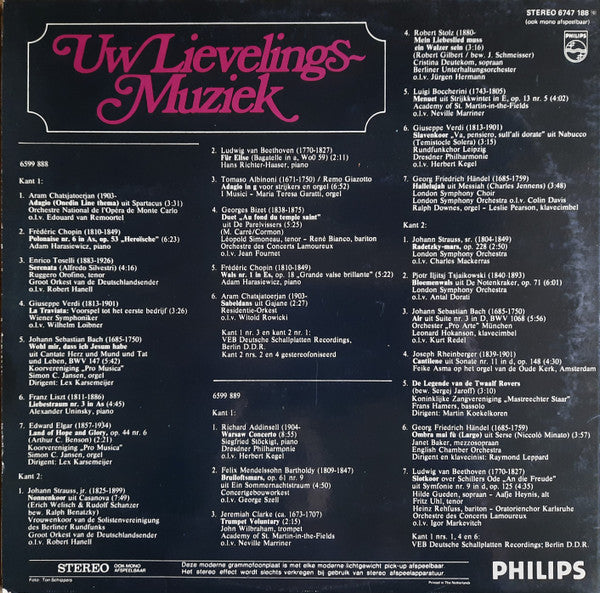 Various - Uw Lievelingsmuziek (LP) Vinyl LP Dubbel Vinyl Very Good (VG) <br> Hoes Good Plus (G+)