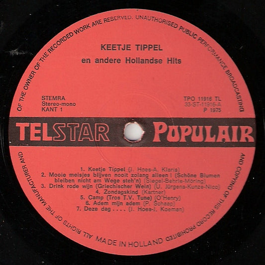 Various - Keetje Tippel En Andere Hollandse Hits (LP) Vinyl LP Vinyl Zeer Goed / Hoesje Goed "VINYLSINGLES.NL"