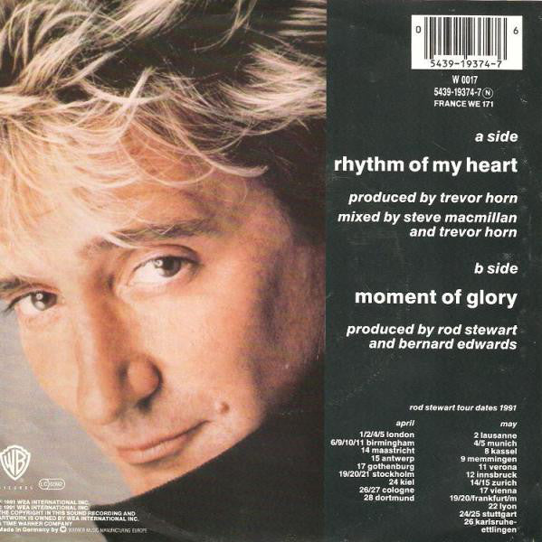 Rod Stewart - Rhythm Of My Heart Vinyl Singles Vinyl Very Good (VG) <br> Hoes Good Plus (G+)