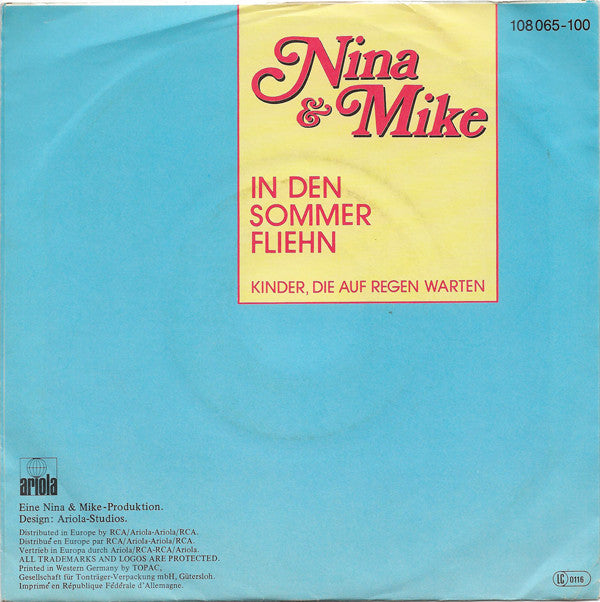 Nina & Mike - In Den Sommer Fliehn 20447 Vinyl Singles Vinyl (VG) <br> Hoes (G+)