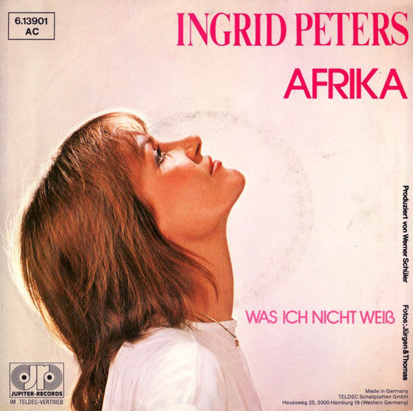 Ingrid Peters - Afrika Vinyl Singles Vinyl Very Good (VG) <br> Hoes Good Plus (G+)