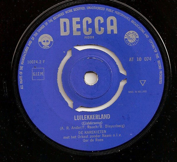 Heleentje van Capelle / De Karekieten - Naar De Speeltuin / Luilekkerland Vinyl Singles Vinyl Very Good (VG) <br> Hoes Good Plus (G+)