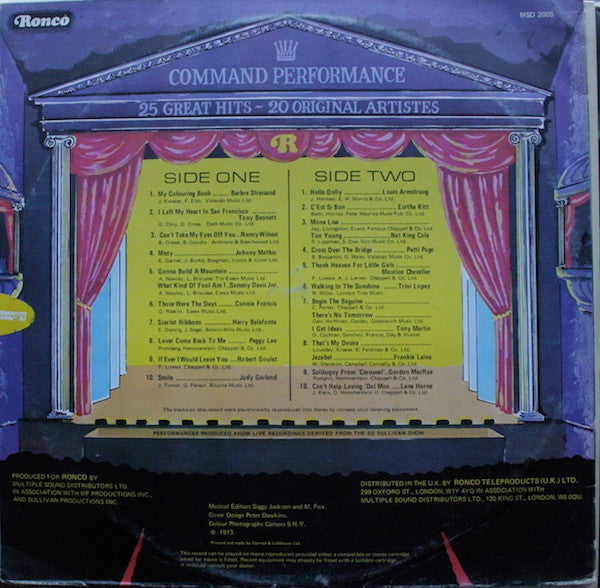 Various - Command Performance (LP) Vinyl LP Vinyl Very Good (VG) <br> Hoes Good Plus (G+)