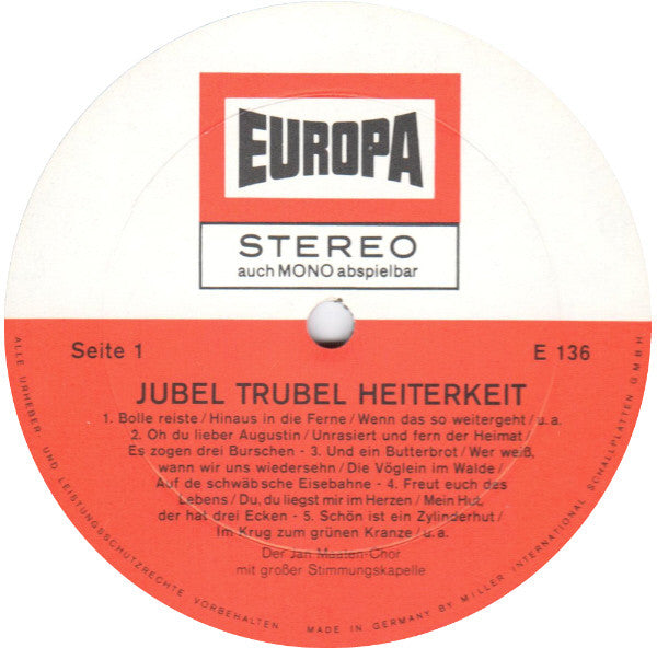 Jan Maaten-Chor - Jubel Trubel Heiterkeit (LP) Vinyl LP