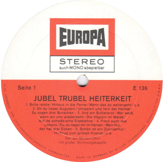 Jan Maaten-Chor - Jubel Trubel Heiterkeit (LP)