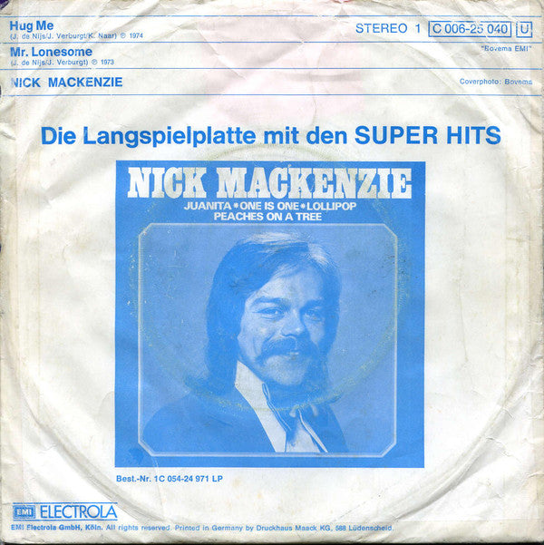 Nick MacKenzie - Hug Me Vinyl Singles Vinyl Very Good (VG) <br> Hoes Good Plus (G+)