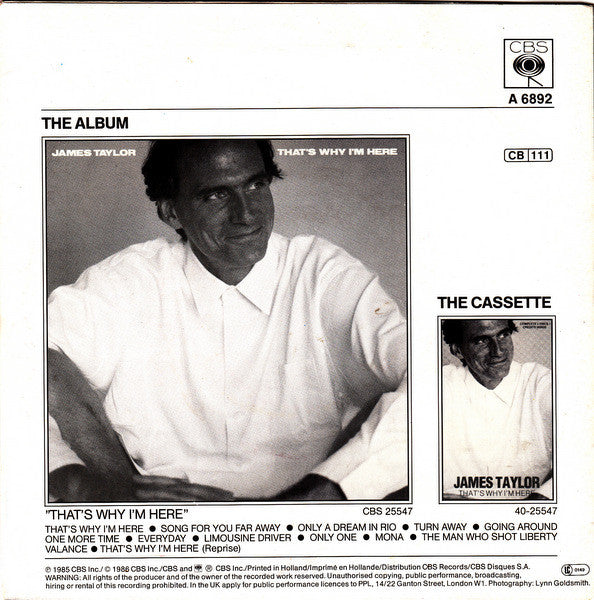 James Taylor - Only One Vinyl Singles Vinyl Very Good (VG) <br> Hoes Good Plus (G+)