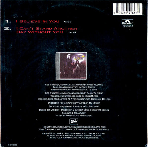 Robby Valentine - I Believe In You Vinyl Singles Vinyl Very Good (VG) <br> Hoes Good Plus (G+)