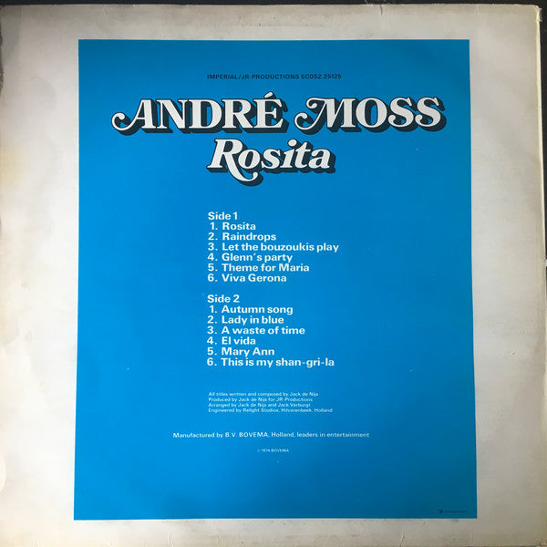 Andre Moss - Rosita (LP) Vinyl LP Vinyl Very Good (VG) <br> Hoes Good Plus (G+)
