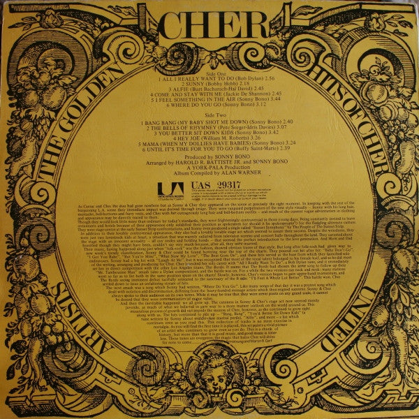 Cher - The Golden Hits Of Cher (LP) Vinyl LP Vinyl Very Good (VG) <br> Hoes Good Plus (G+)