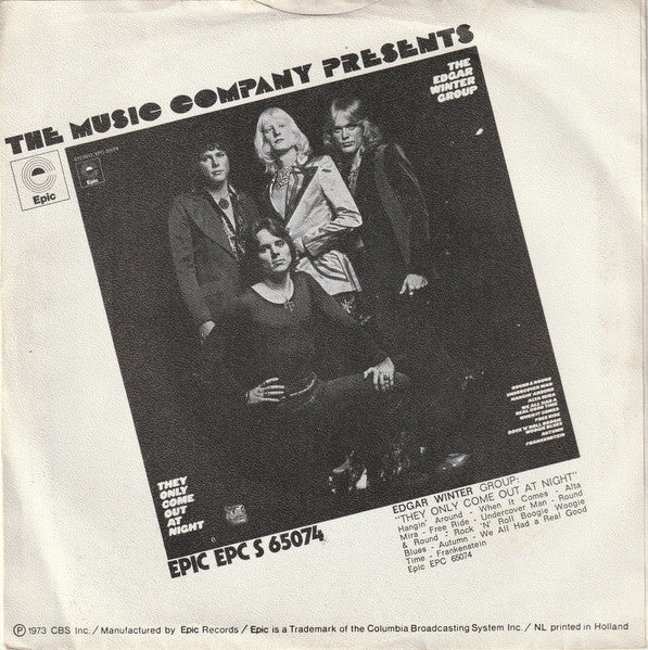 Edgar Winter Group – Free Ride Vinyl Singles Vinyl Very Good (VG) <br> Hoes Good Plus (G+)