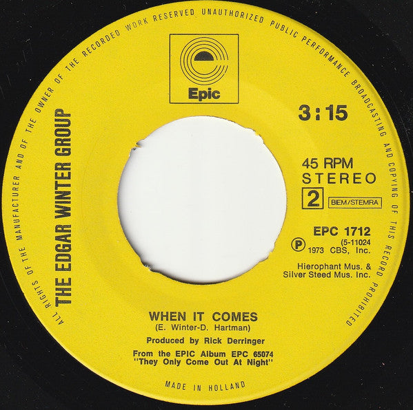 Edgar Winter Group – Free Ride Vinyl Singles