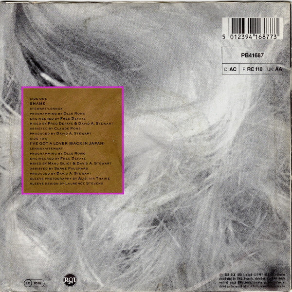 Eurythmics - Shame Vinyl Singles Vinyl Very Good (VG) <br> Hoes Good Plus (G+)