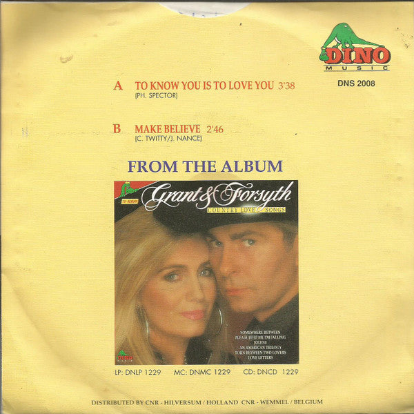 Grant & Forsyth - To Know You Is To Love You Vinyl Singles Vinyl Very Good (VG) <br> Hoes Good Plus (G+)