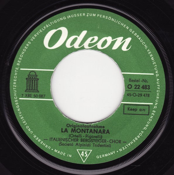 Italienischer Bergsteiger Chor - La Montanara Vinyl Singles
