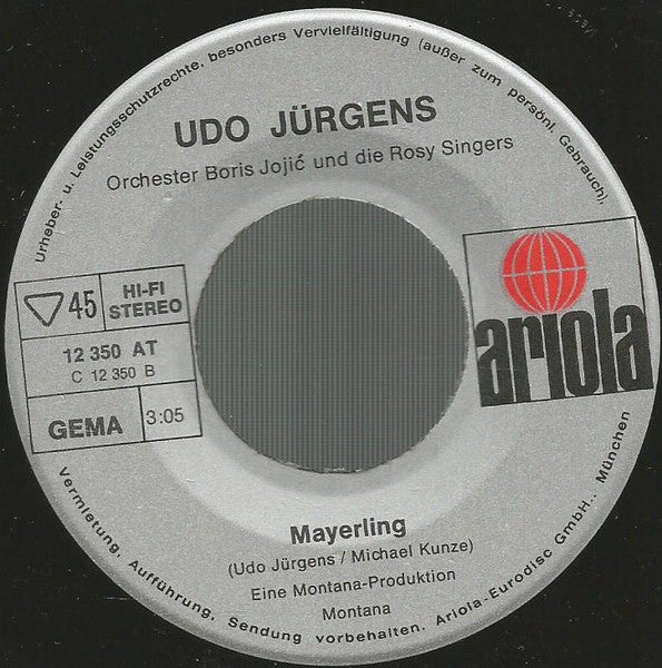 Udo Jürgens - Ich Bin Wieder Da Vinyl Singles