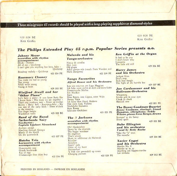 Ken Griffin - I Need You Now Vinyl Singles EP Vinyl Very Good (VG) <br> Hoes Good Plus (G+)