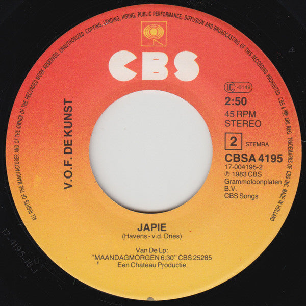 V.O.F. De Kunst - 'k Wil Niet Met Een Ander Dansen 29081 Vinyl Singles Vinyl Very Good (VG) <br> Hoes Good Plus (G+)