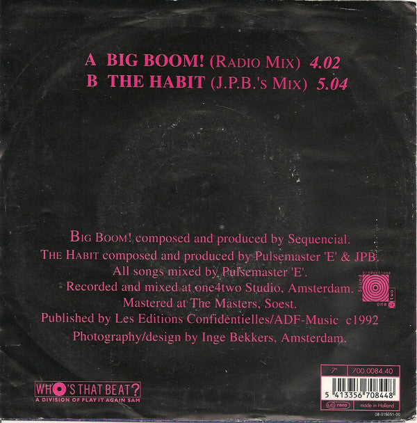 Sequencial - Big Boom! Vinyl Singles Vinyl Very Good (VG) <br> Hoes Good Plus (G+)