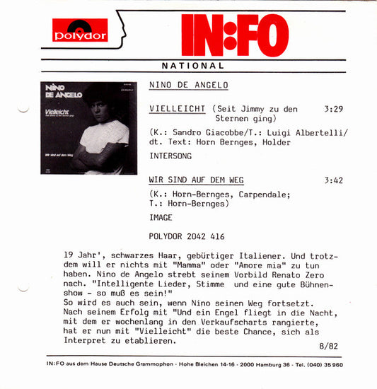 Nino de Angelo - Vielleicht 37161 Vinyl Singles Vinyl Zeer Goed / Hoesje Goed "VINYLSINGLES.NL"