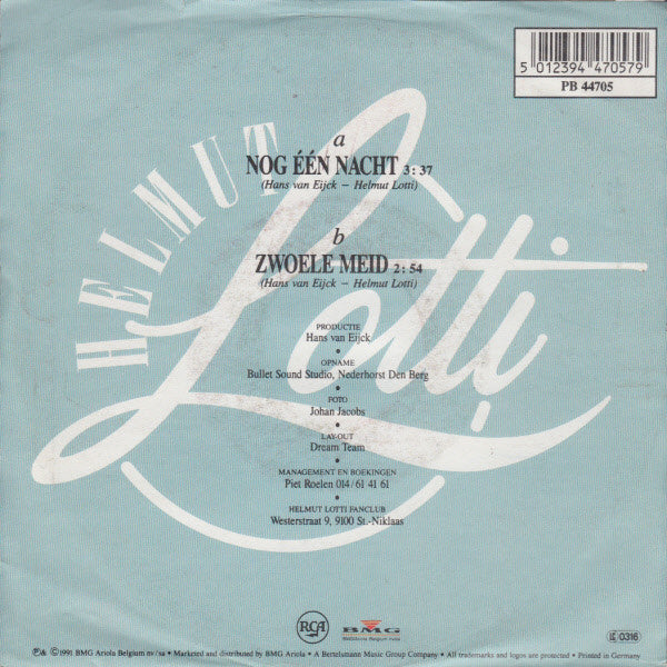 Helmut Lotti - Nog Een Nacht 41252 Vinyl Singles Vinyl Very Good (VG) <br> Hoes Good Plus (G+)